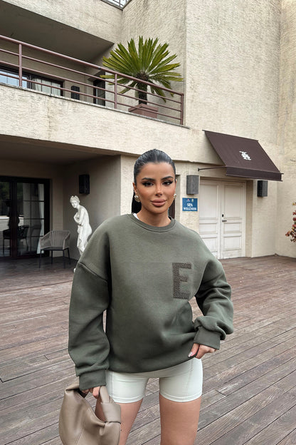 Khaki E Embroidered Sweat