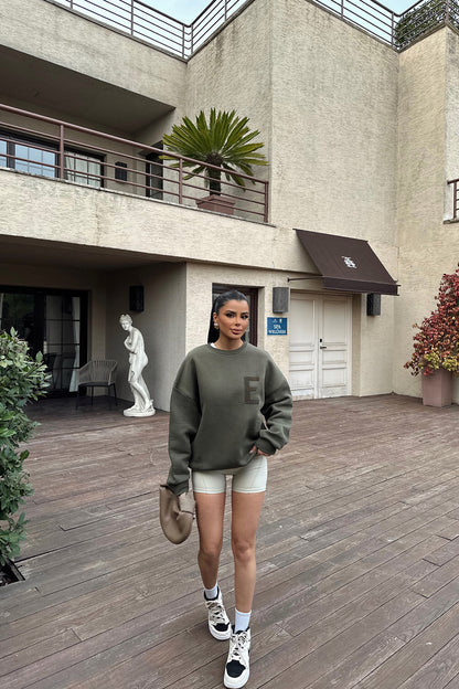 Khaki E Embroidered Sweat