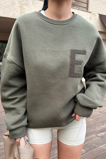 Khaki E Embroidered Sweat