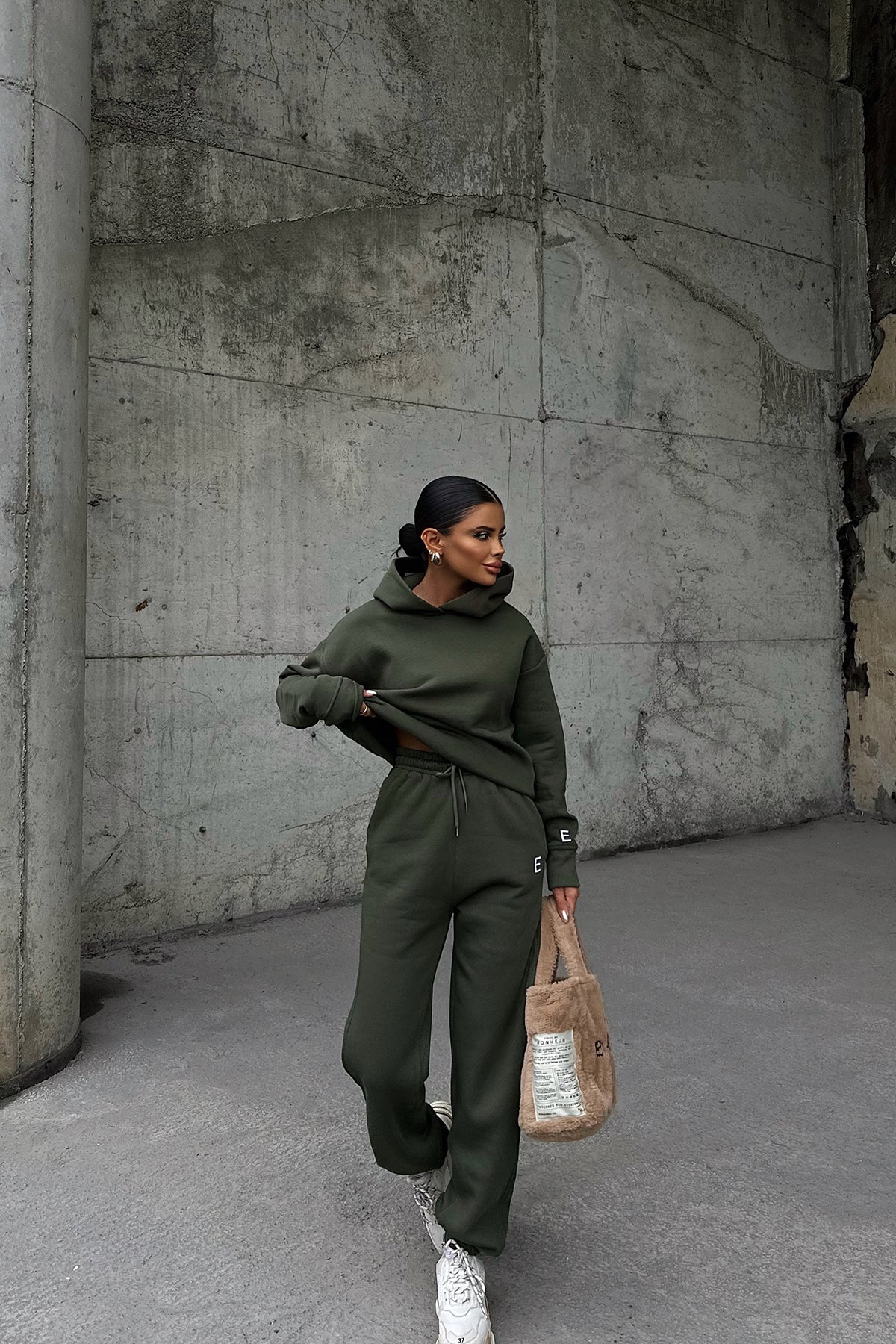 Khaki E Written Tracksuit Set