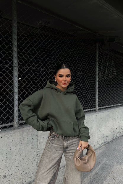 Khaki Kangaroo Pocket Sweater