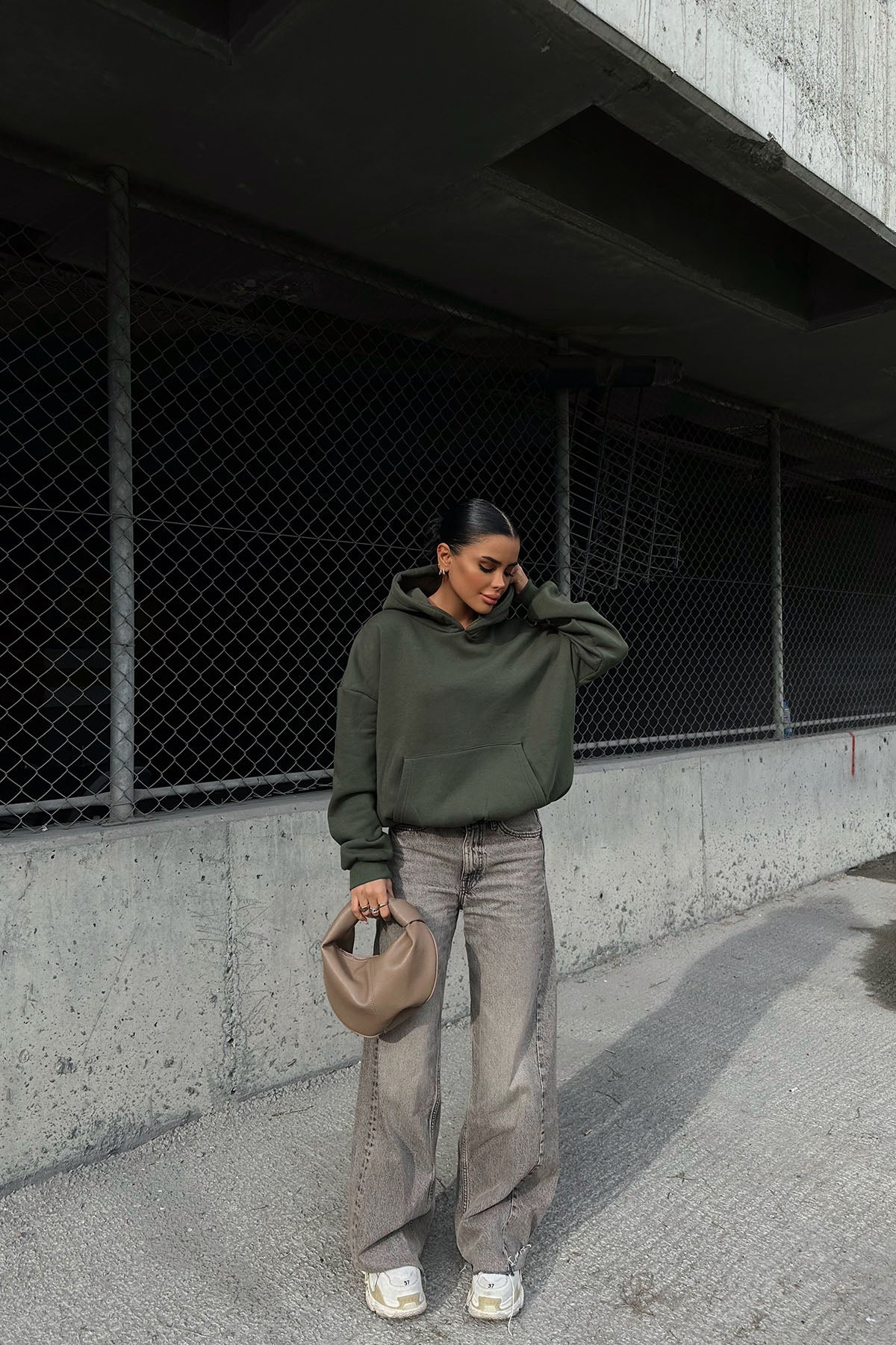 Khaki Kangaroo Pocket Sweater