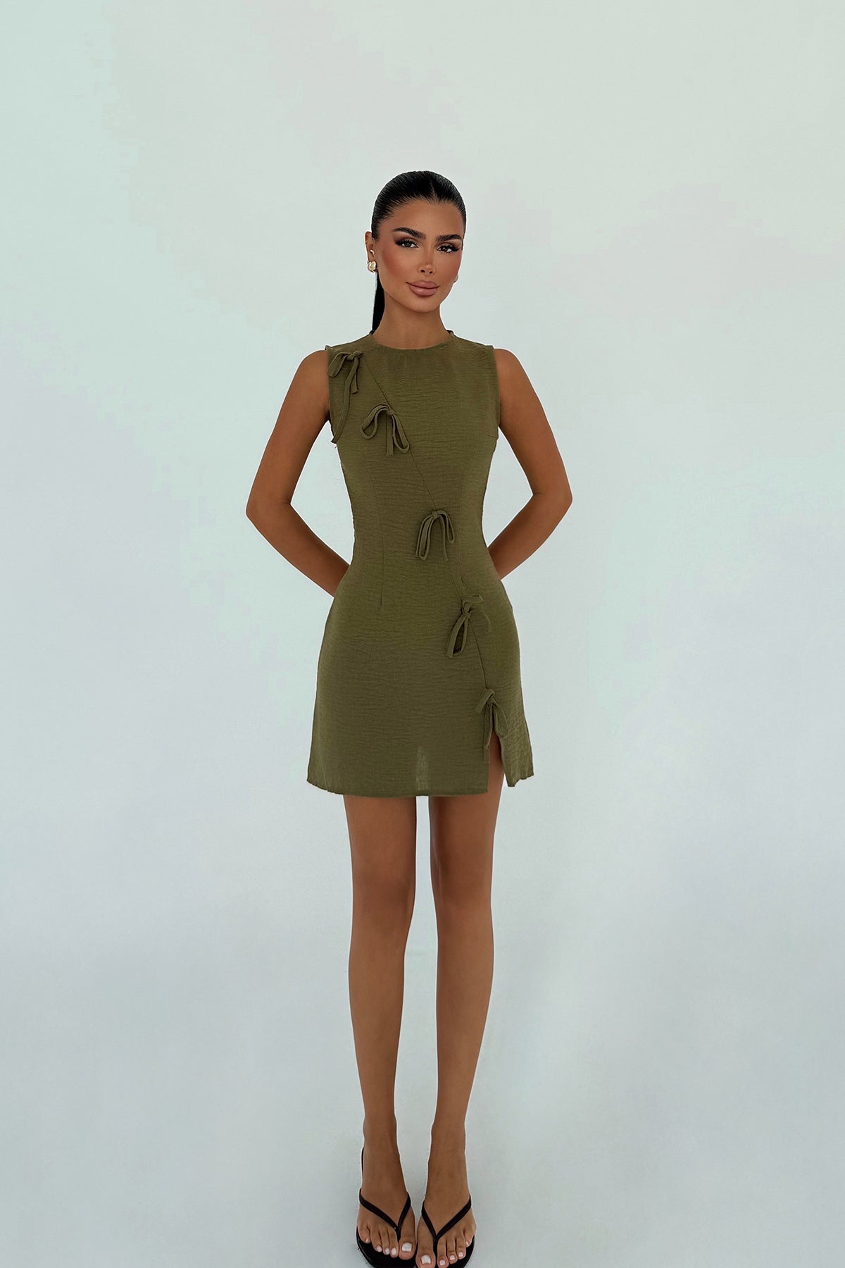 Haki Kathy Mini Fiyonklu Elbise 8