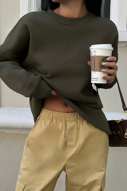 Khaki Oversize Back Printed Sweat