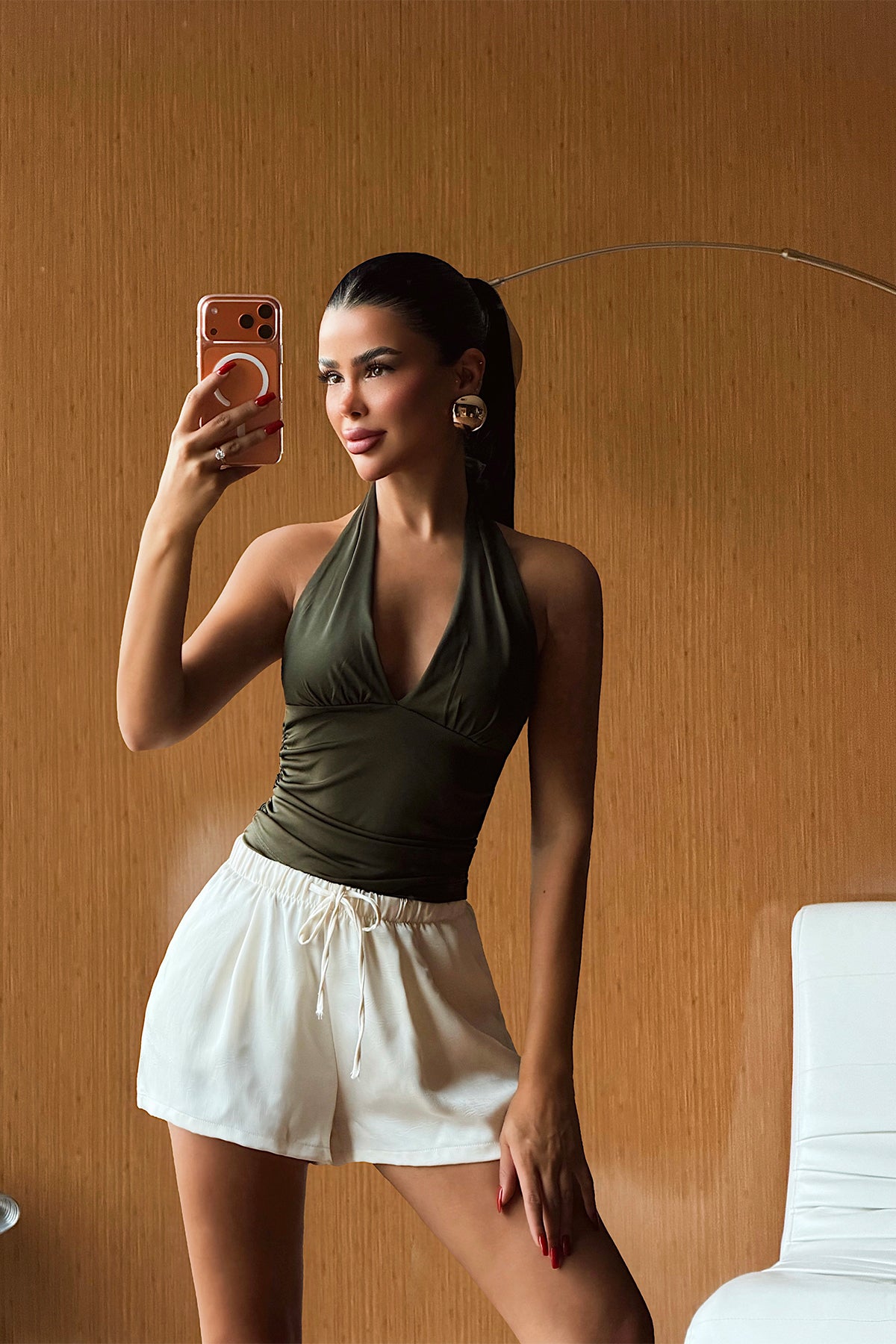 Haki Pencere Detay Crop Top 8