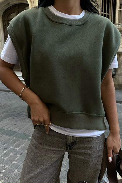 Khaki Zero Sleeve Sweat