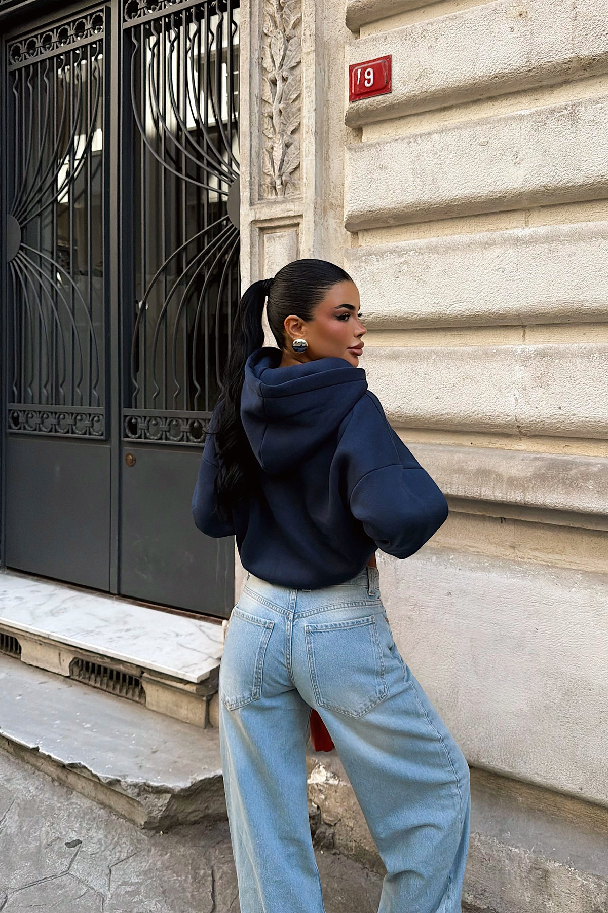 İndigo Sunday Yazılı Hoodie 4