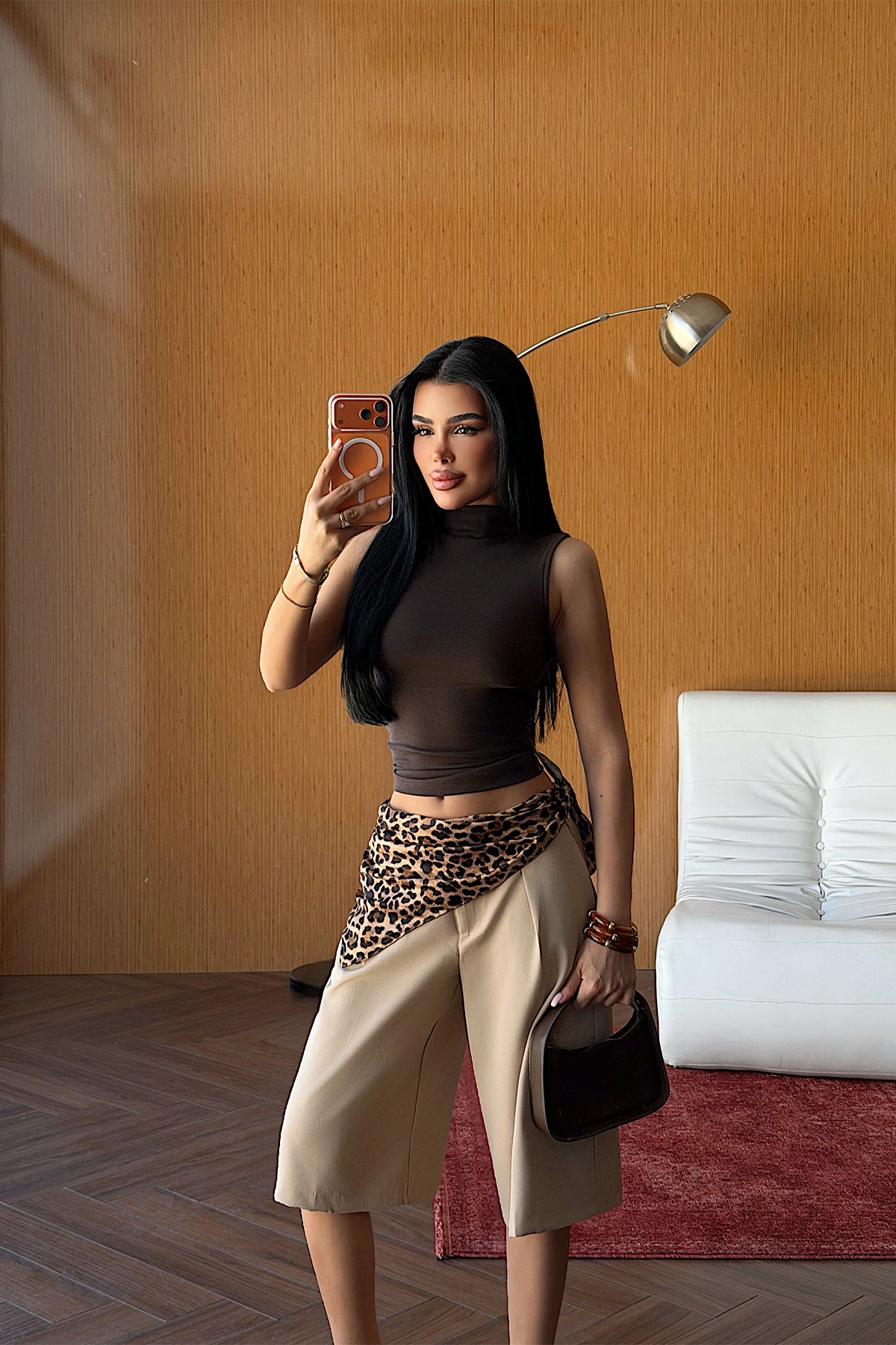 Kahverengi Basic Crop Top ATE5139 4