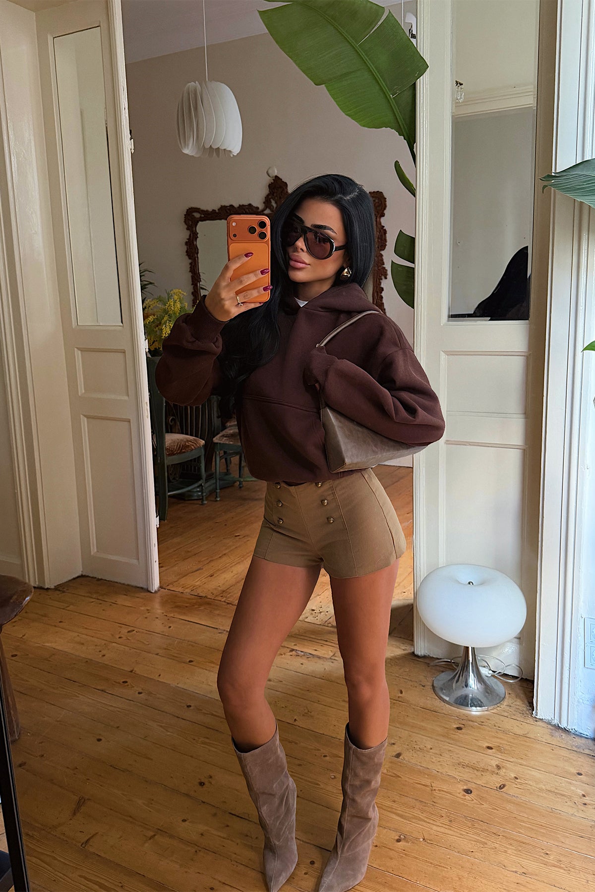 Kahverengi Basic Kapşonlu Sweat 1