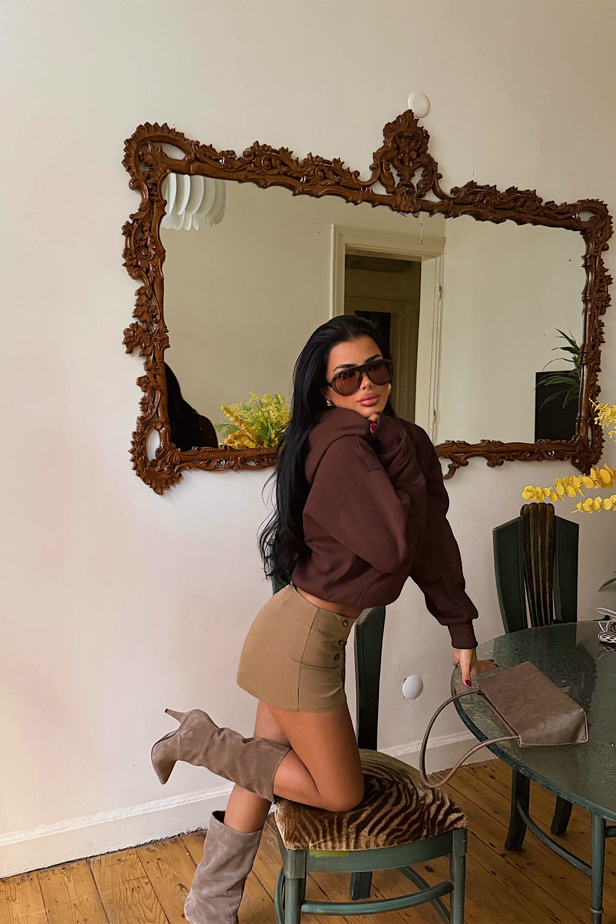 Kahverengi Basic Kapşonlu Sweat 2