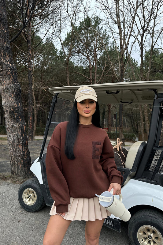 Brown E Embroidered Sweat