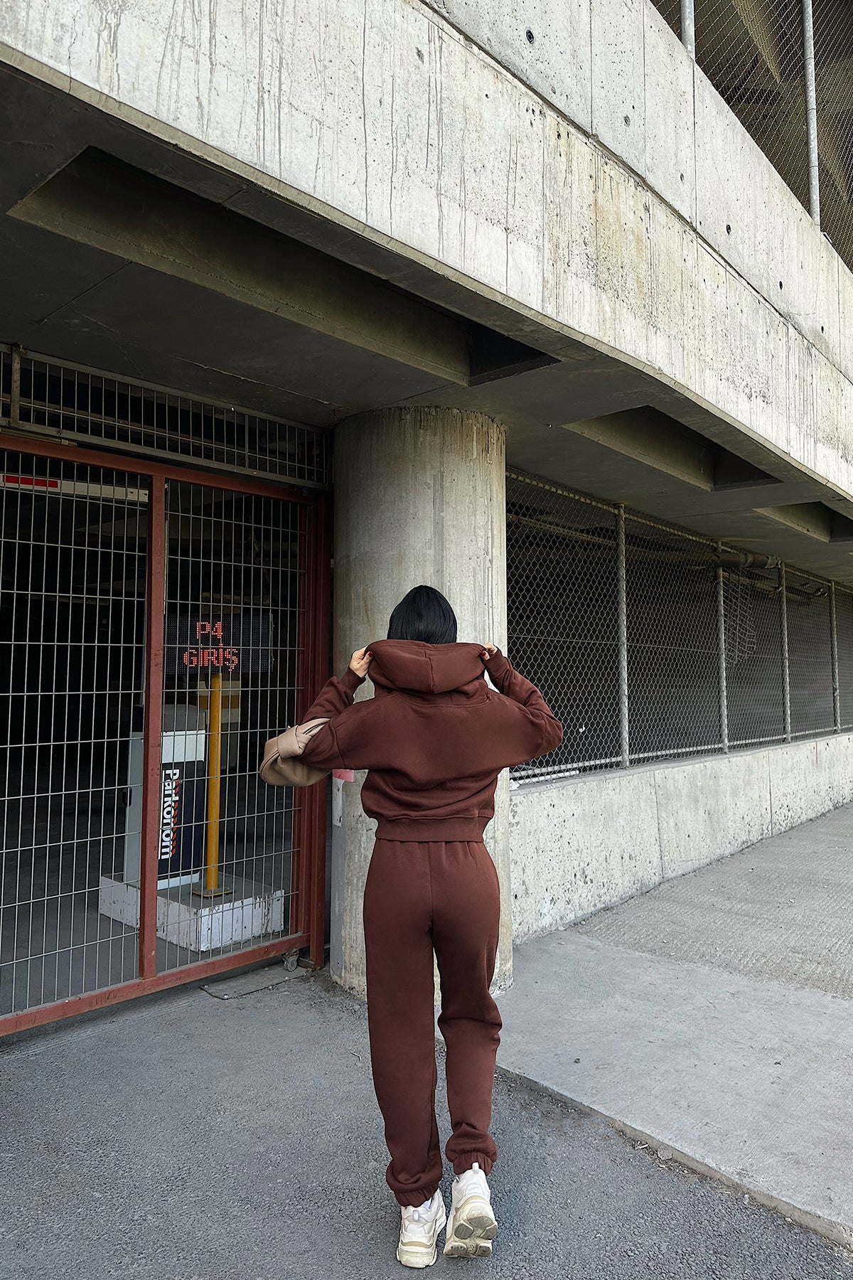 Brown Zipper Detail Trousers Suit