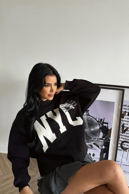 Brown NYC Printed Sweat