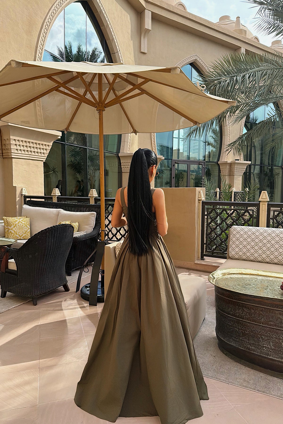 Khaki Strappy Long Dress