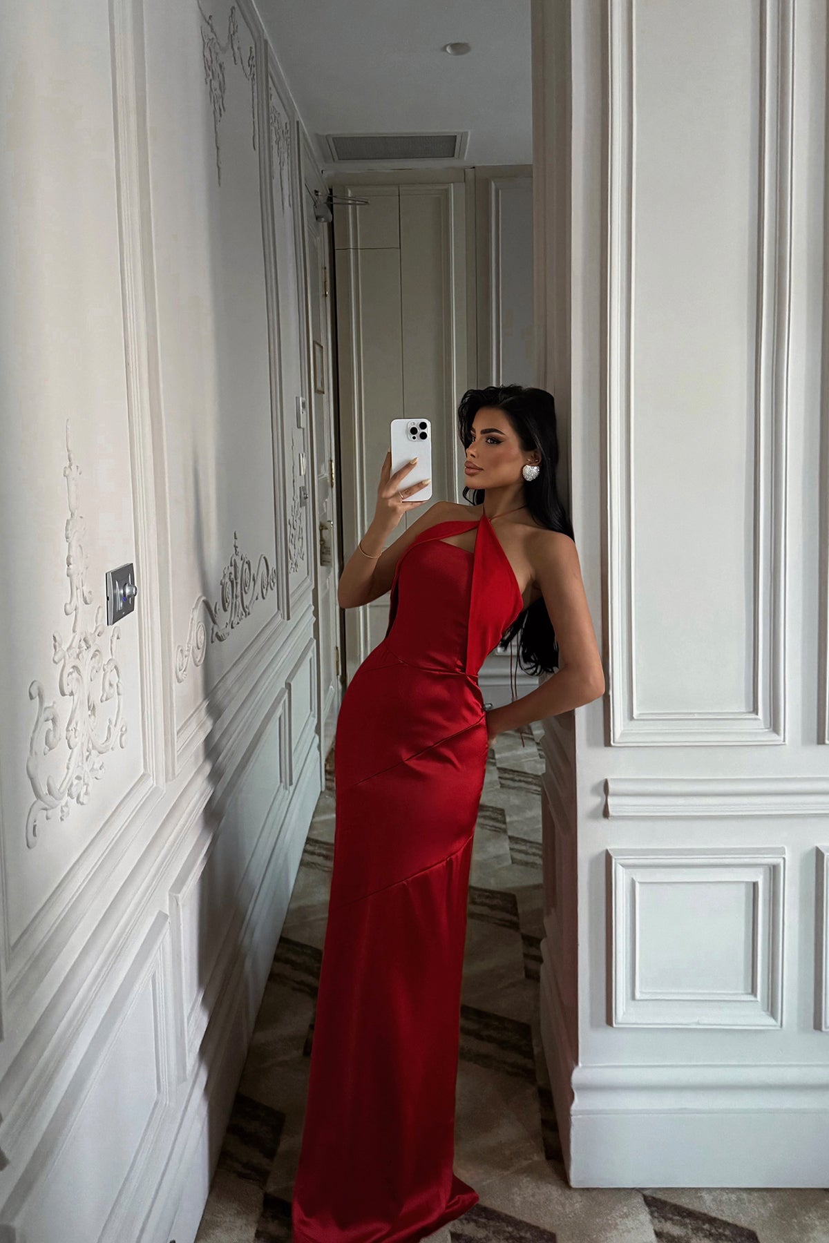 Kırmızı Dianeli Bağlamalı Elbise 8