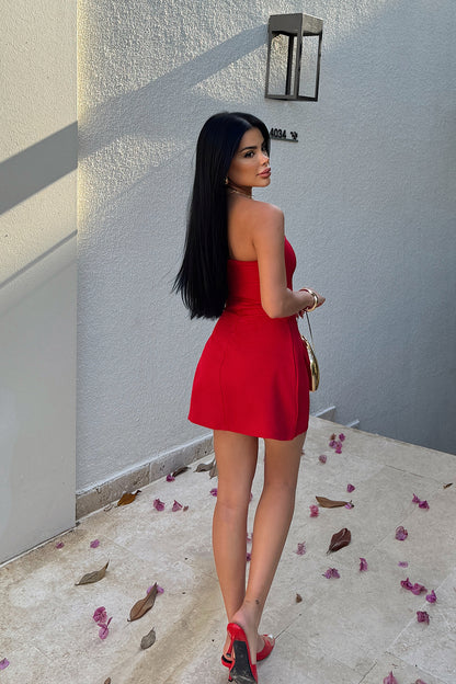 Red Belinda Strapless Mini Dress