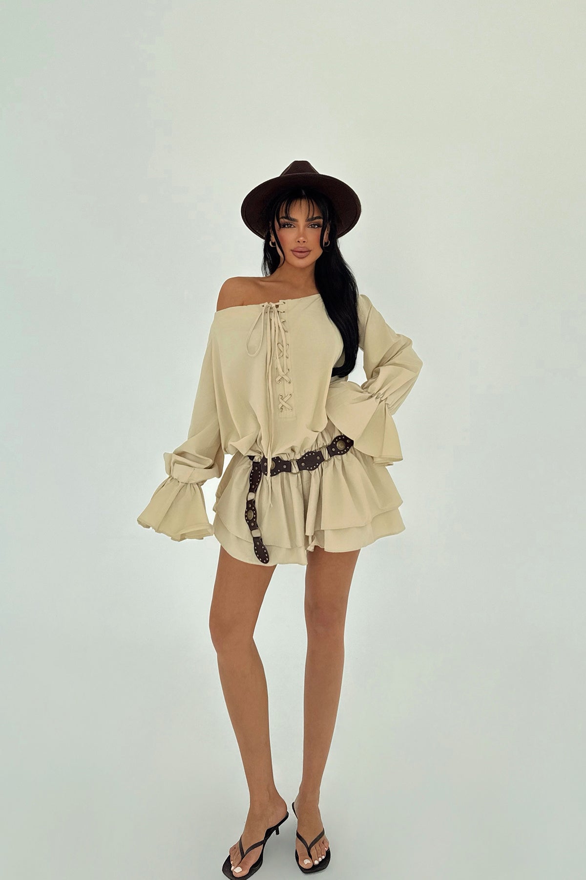 Krem Darcie Mini Elbise 24