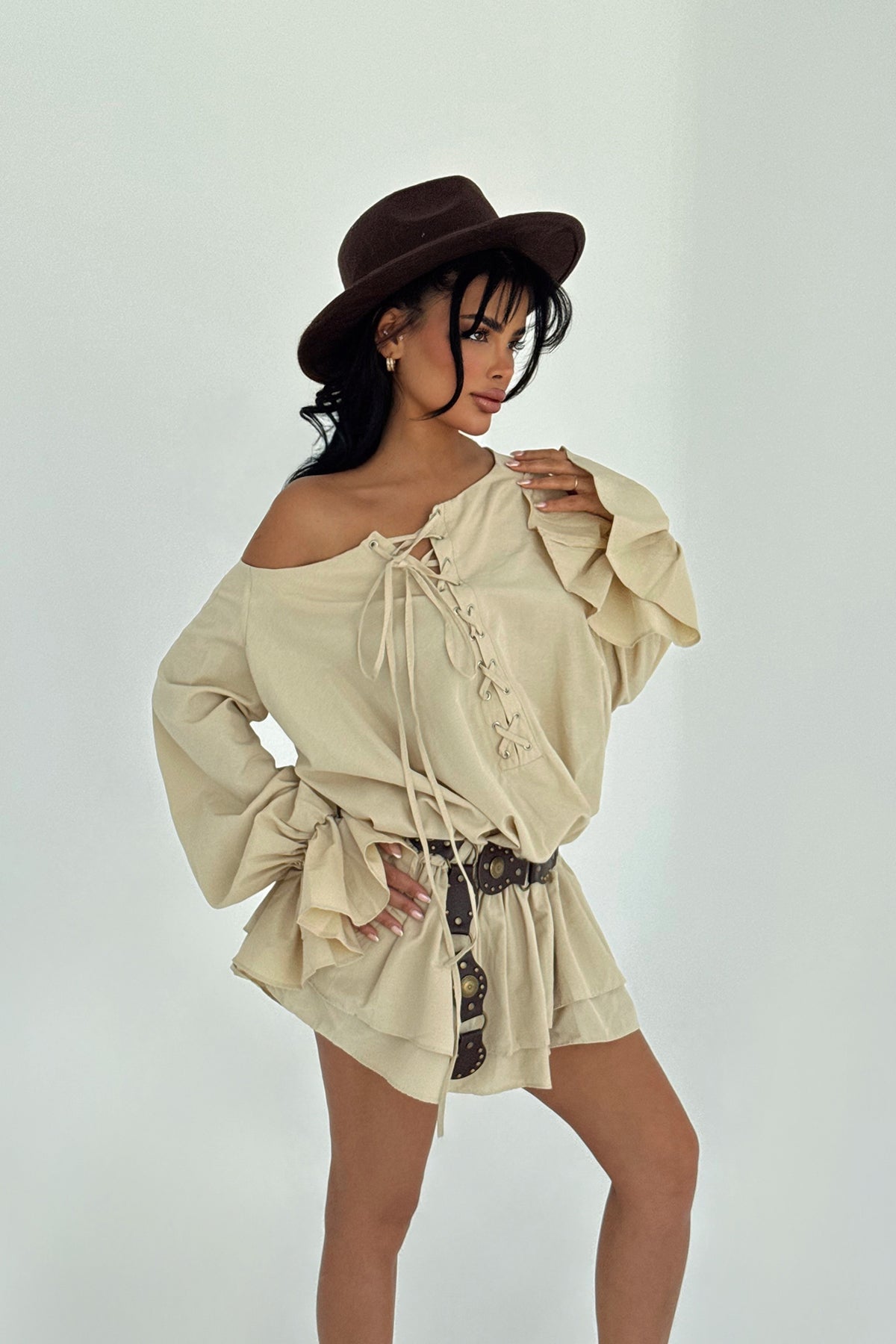Krem Darcie Mini Elbise 28