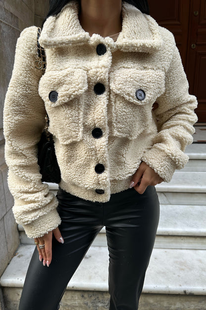 Cream Pocket Detailed Buttoned Jacket