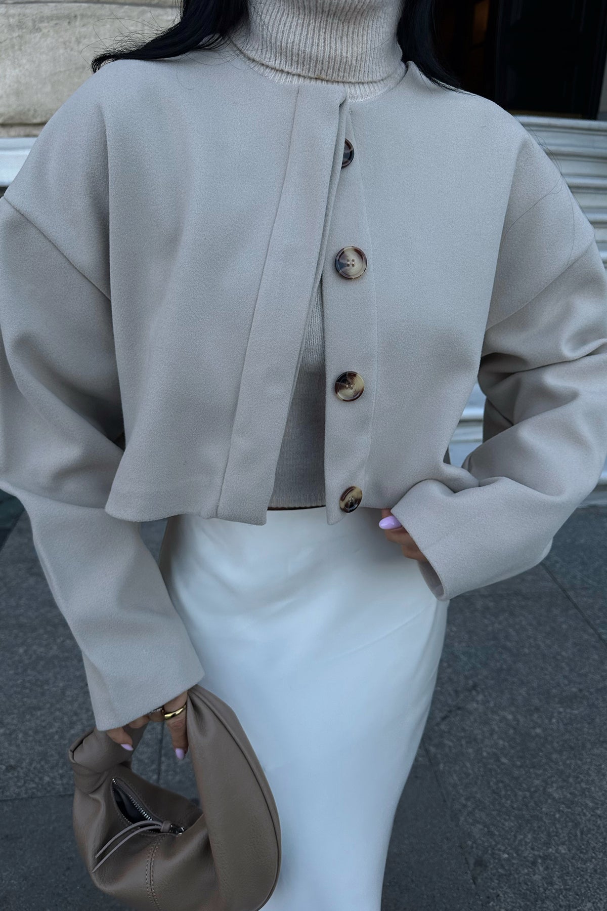 Cream Button Detail Jacket