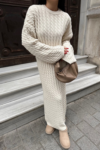 Cream Knitwear Long Dress