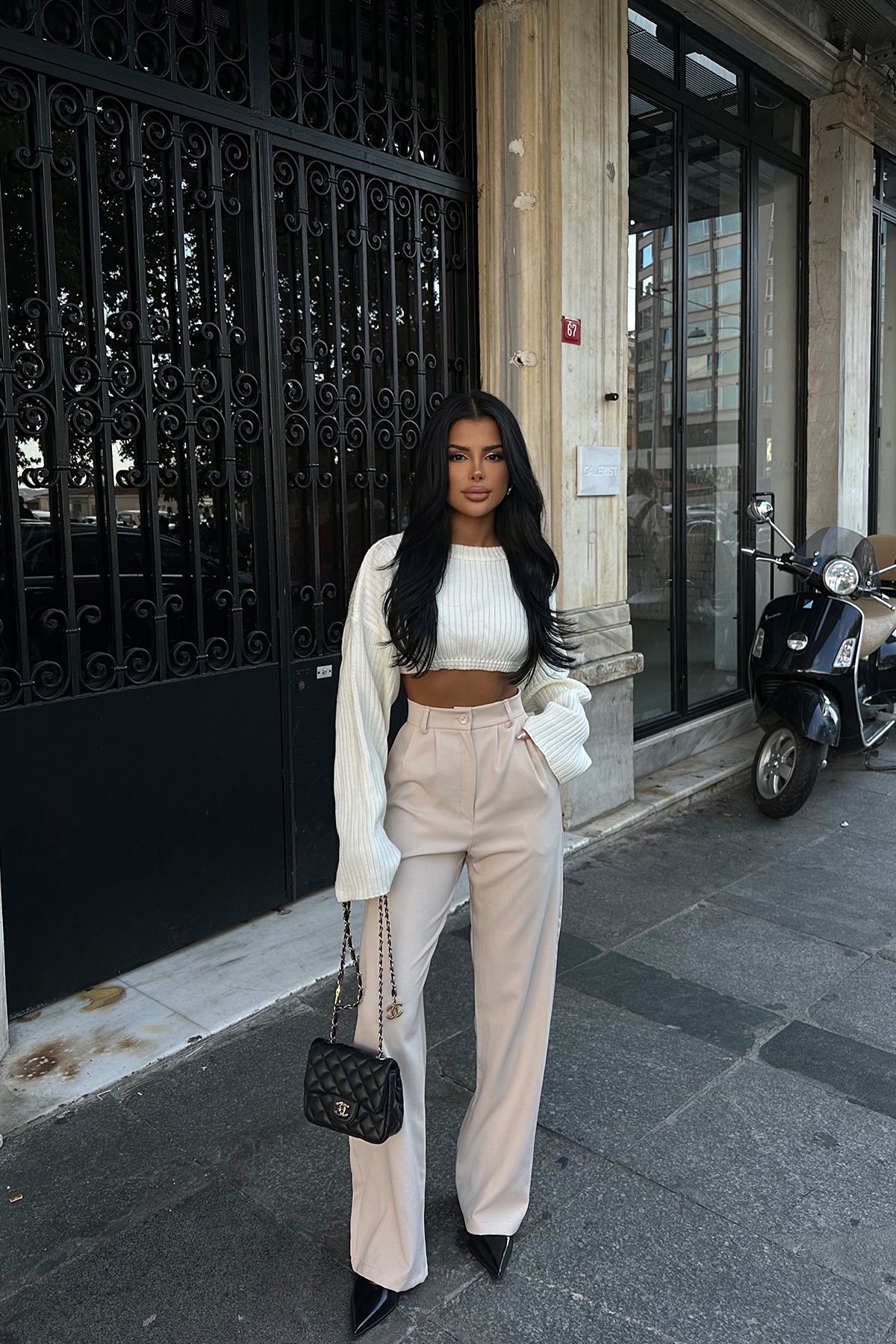 Cream High Waist Trousers