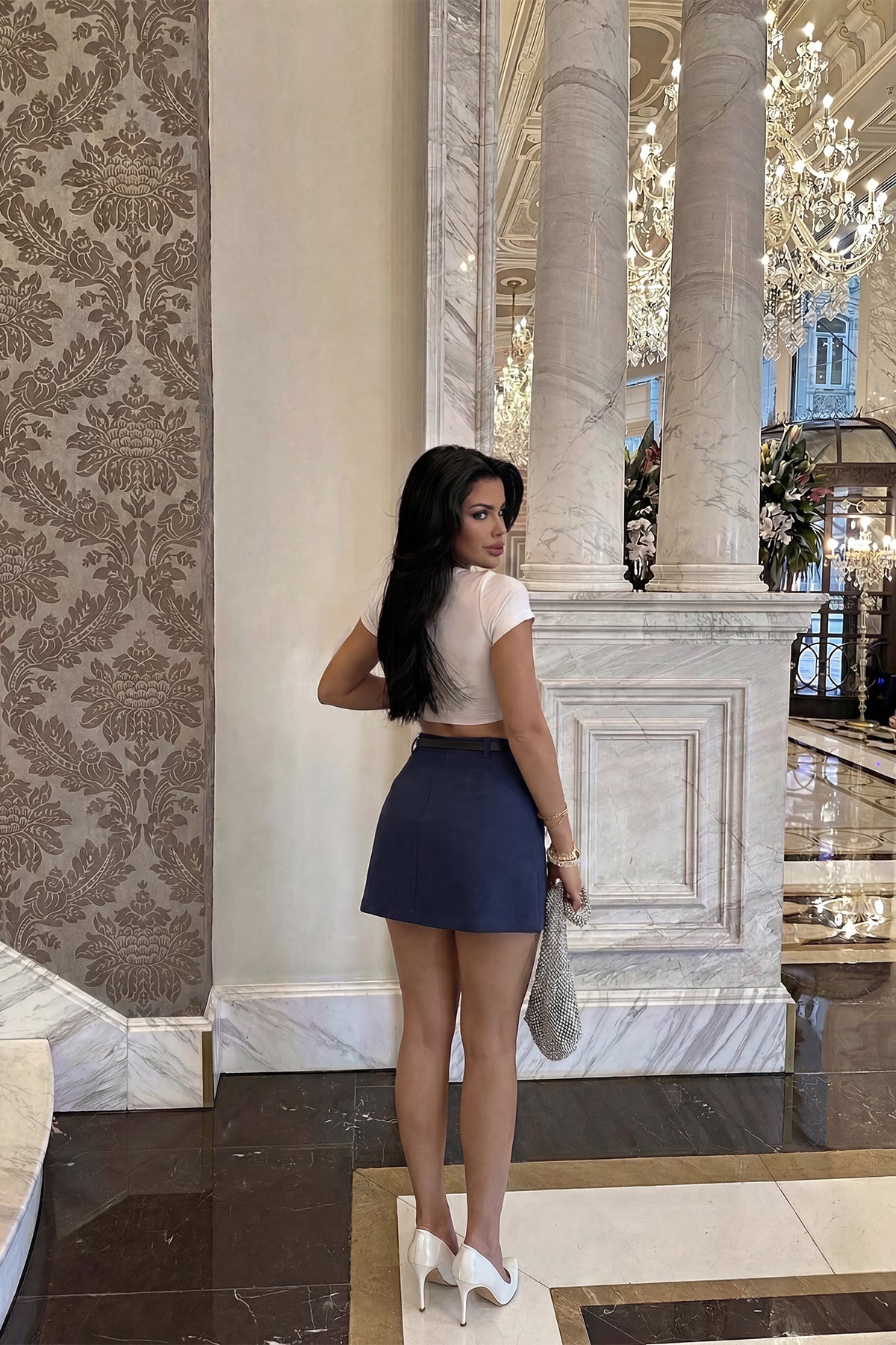 Lacivert Luxe Mini Boy Kemer Detaylı Etek 12