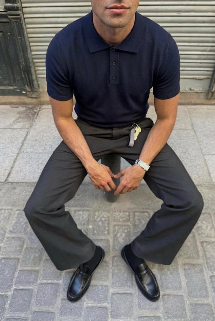 Lacivert Düğme Detay Tişört 4