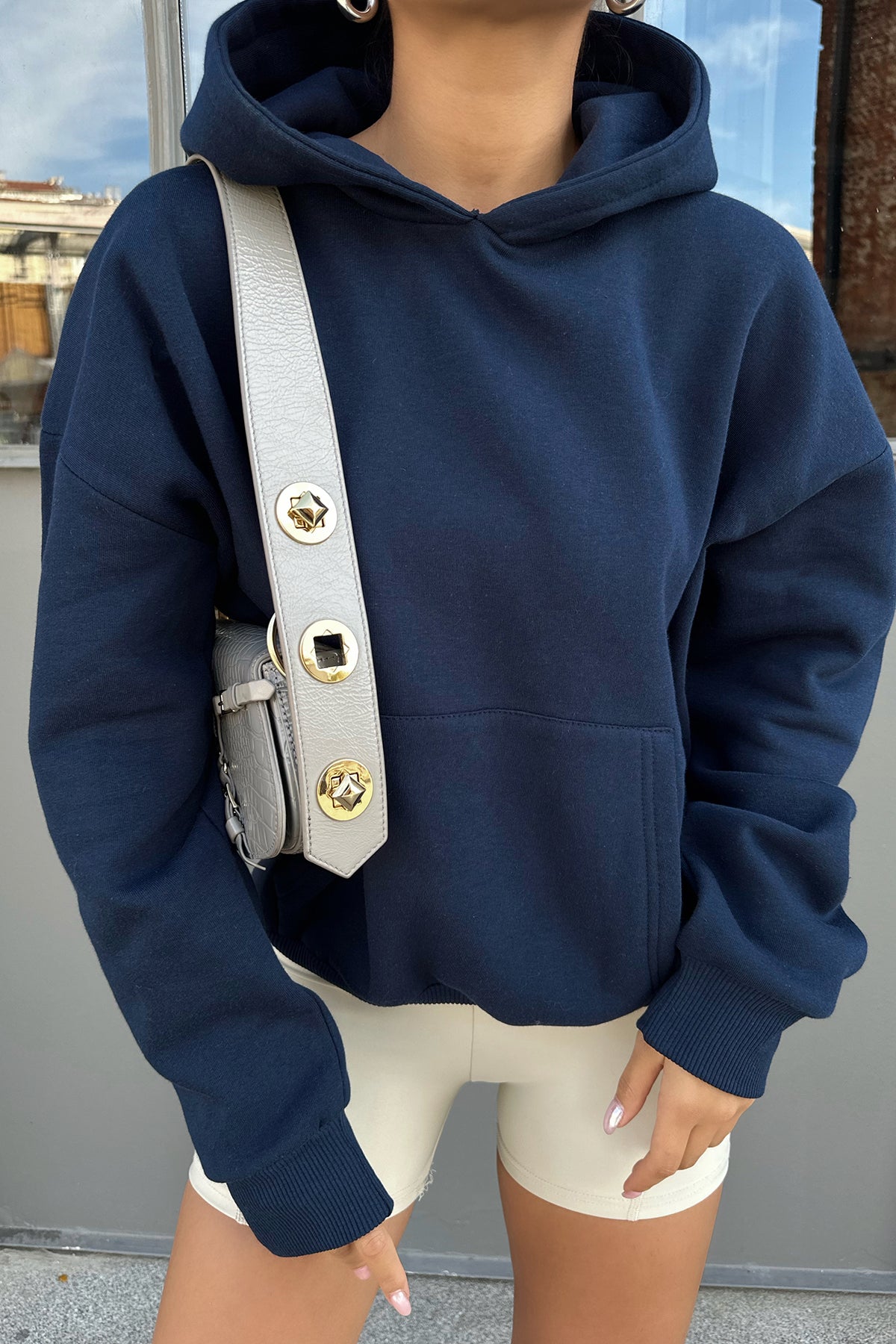 Navy Blue Kangaroo Pocket Sweat