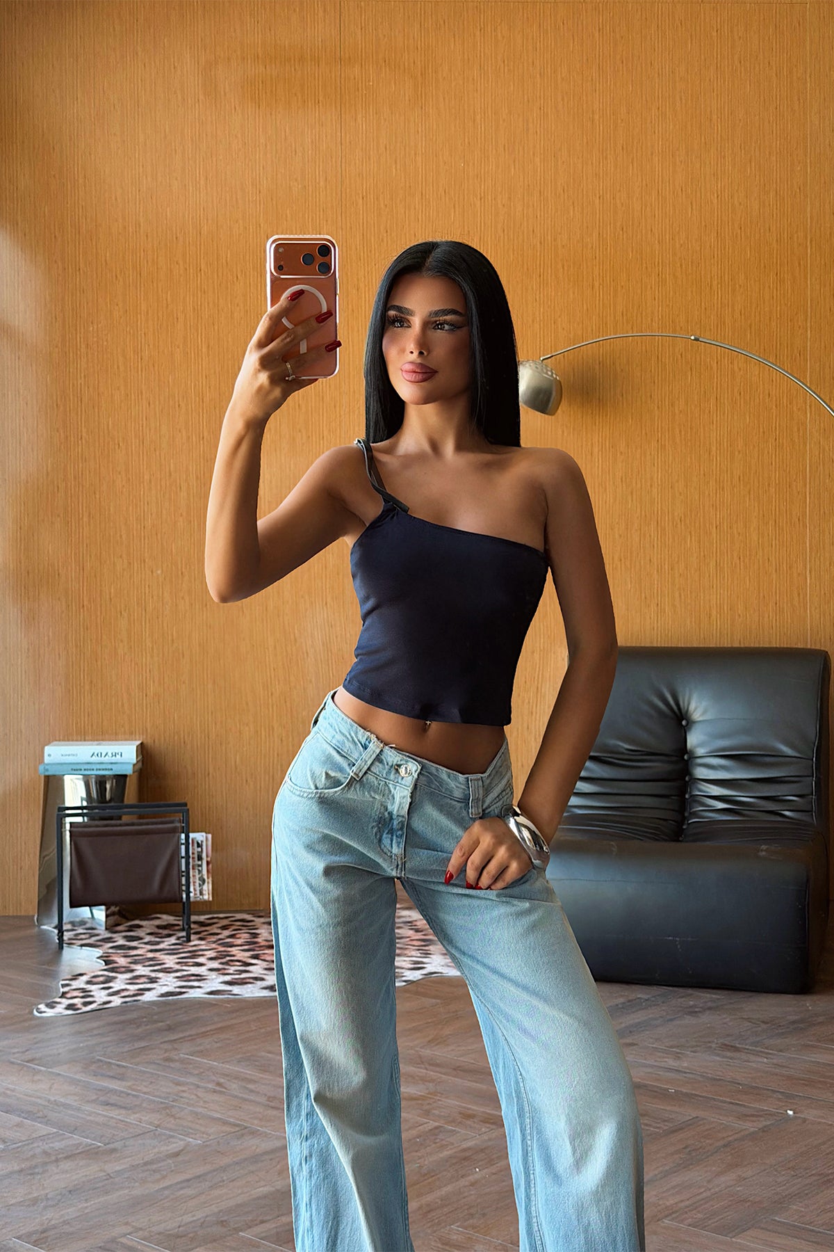 Lacivert Kemer Detay Straplez Crop Top 4