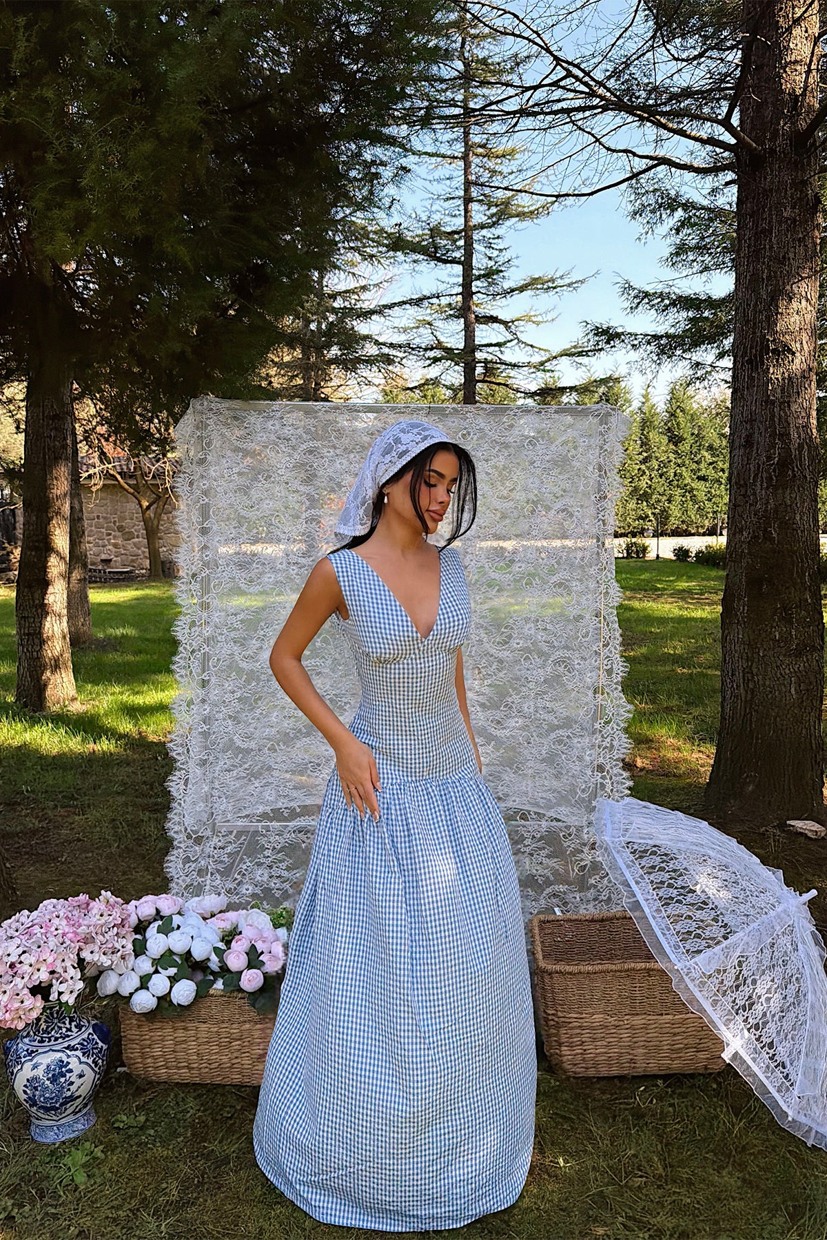 Mavi Plaid Elbise 12
