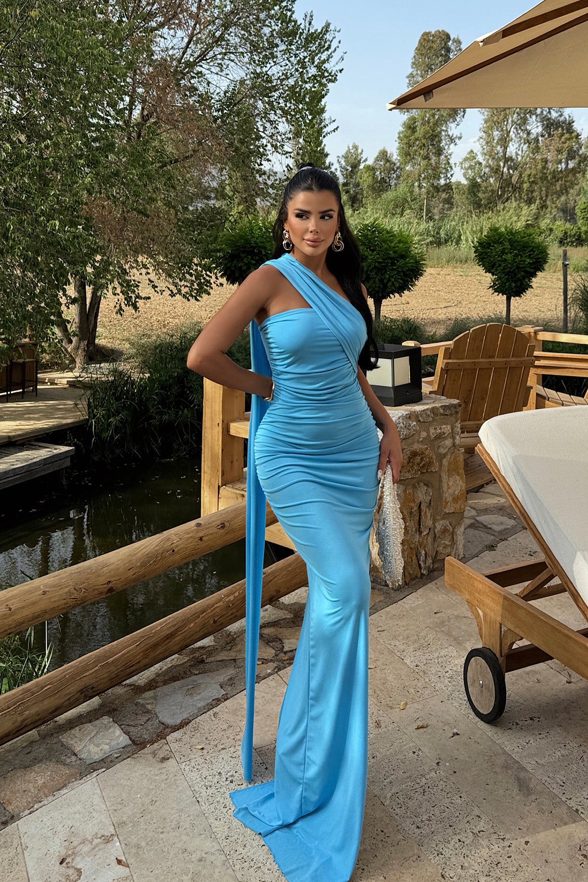 Blue Strapless Dress