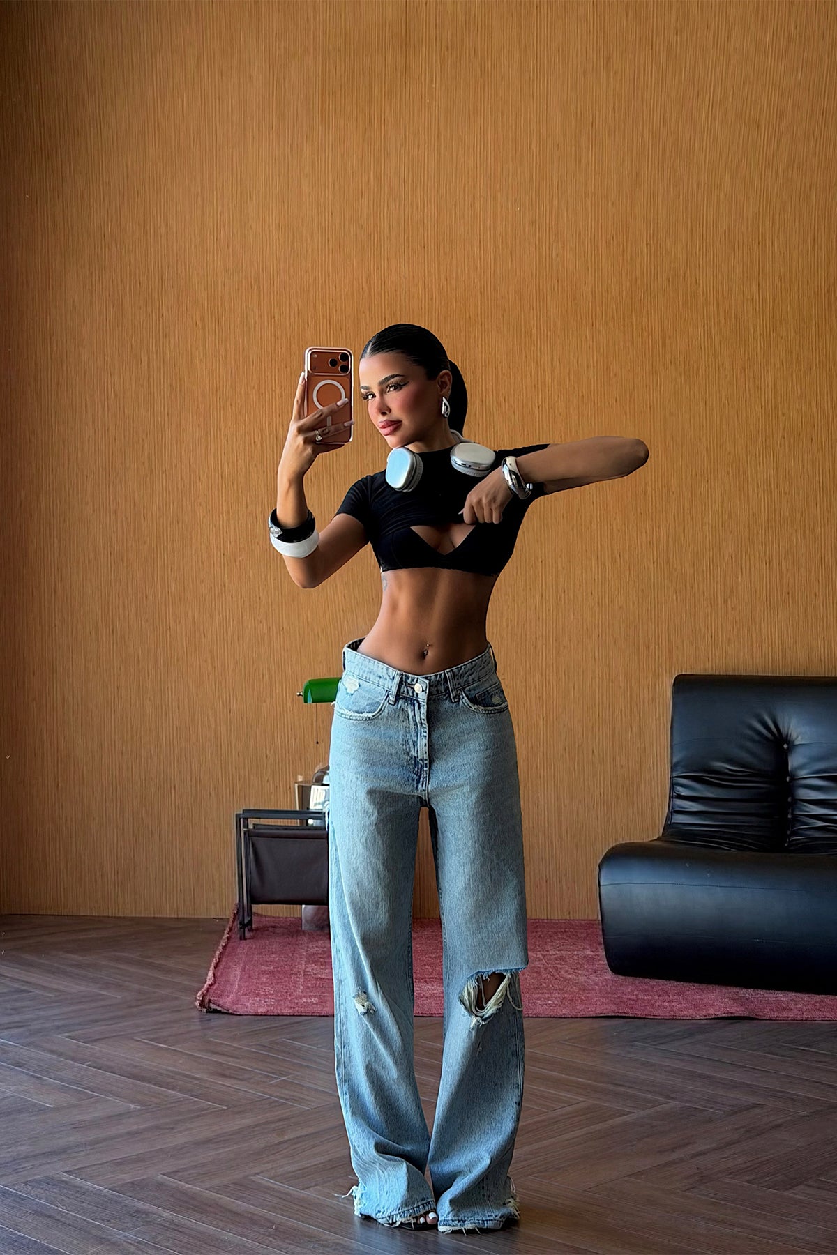 Mavi Yüksek Bel Pantolon ATE6039 8