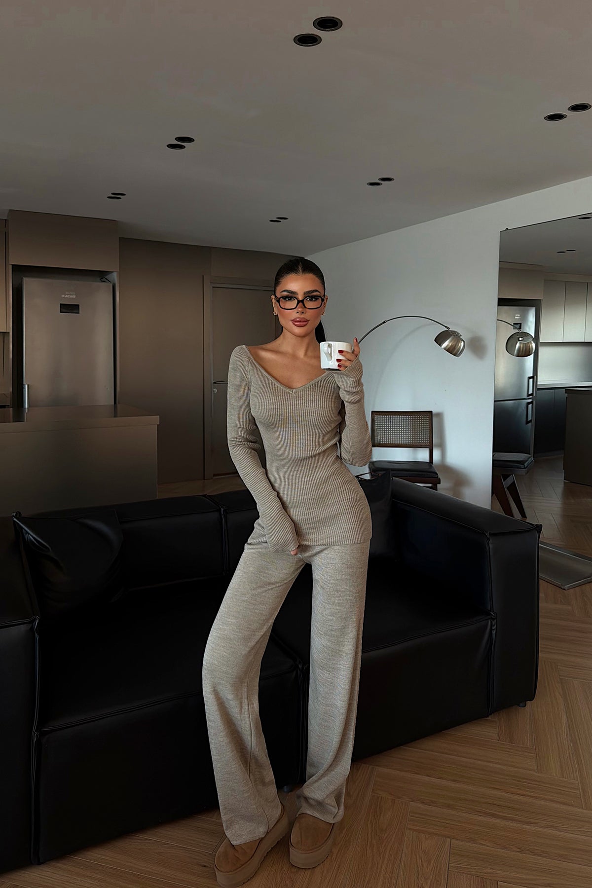 Mink Off-Shoulder Knit Set