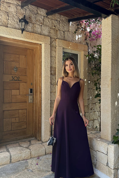 Purple Strapless Long Dress