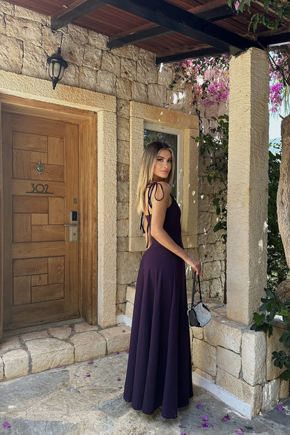 Purple Strapless Long Dress