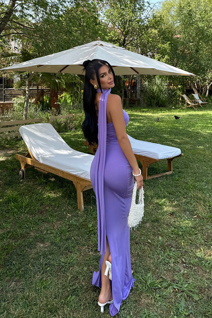 Purple Strapless Dress