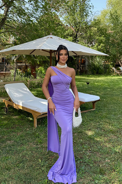 Purple Strapless Dress