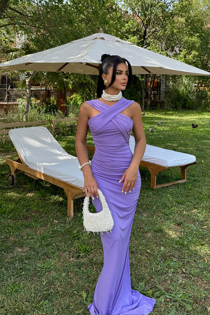 Purple Strapless Dress