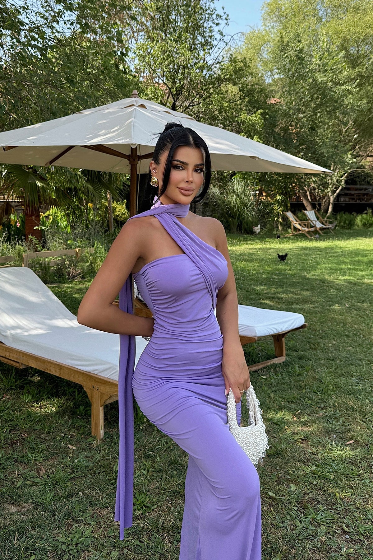 Purple Strapless Dress