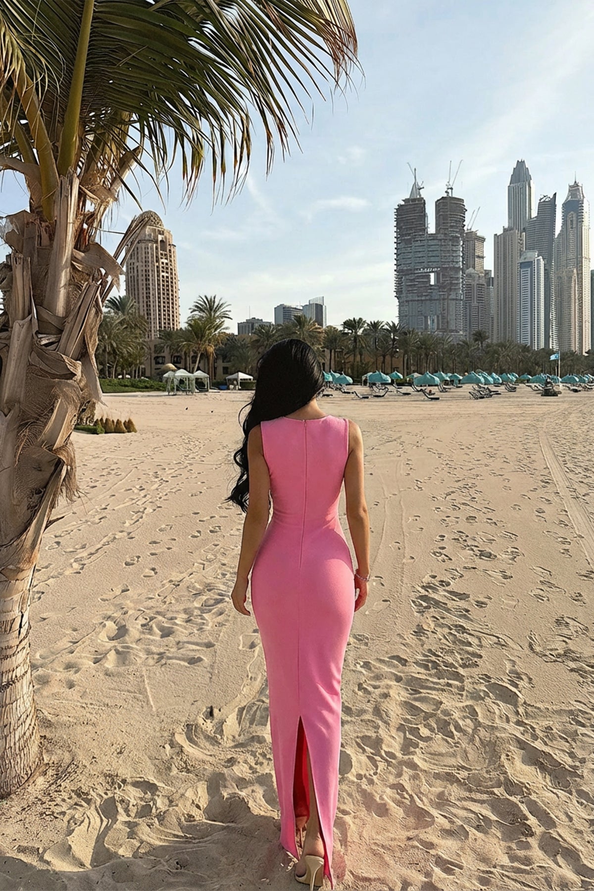 Pembe Shawly Uzun Elbise 8