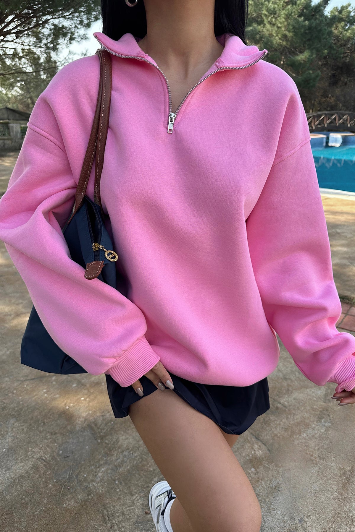 Pink Zipper Detail Sweat