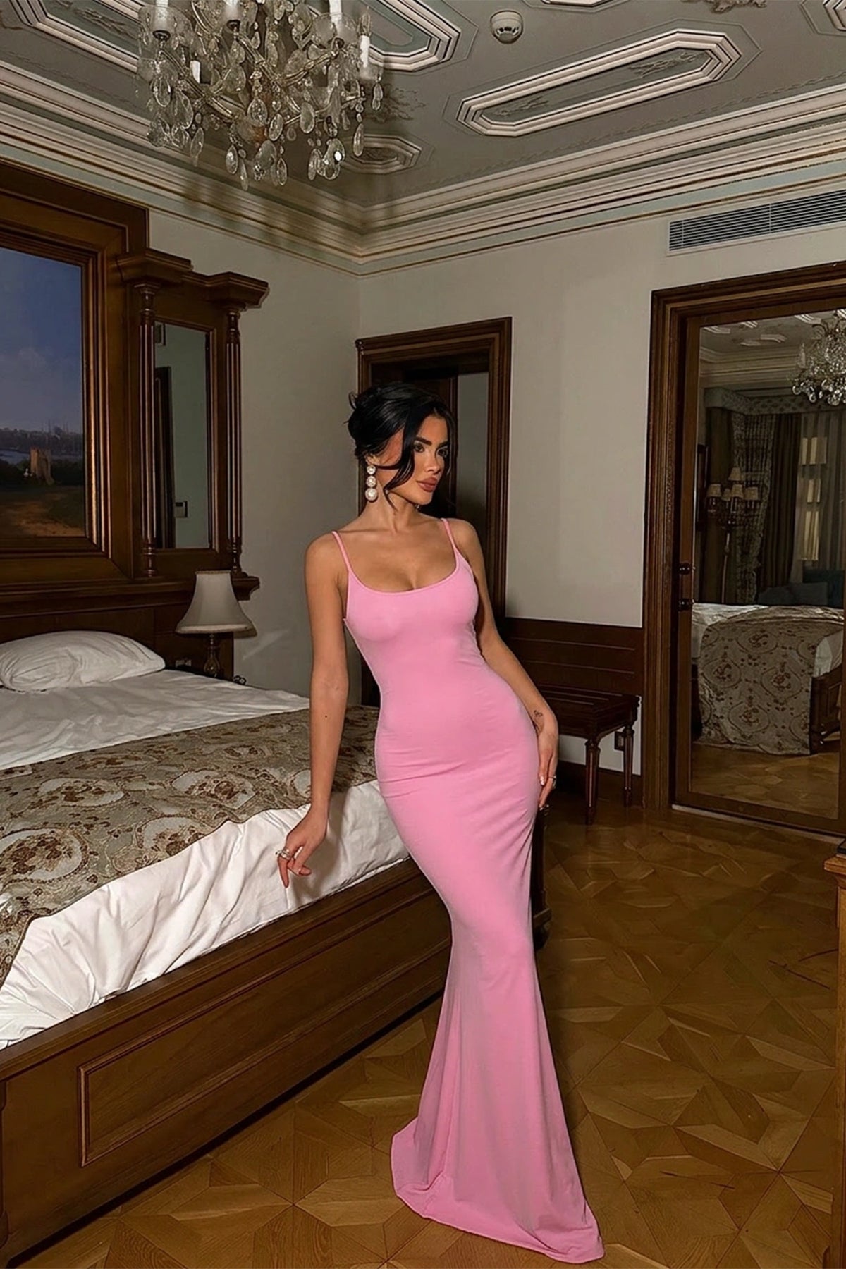 Pembe Melita İp Askılı Elbise 4