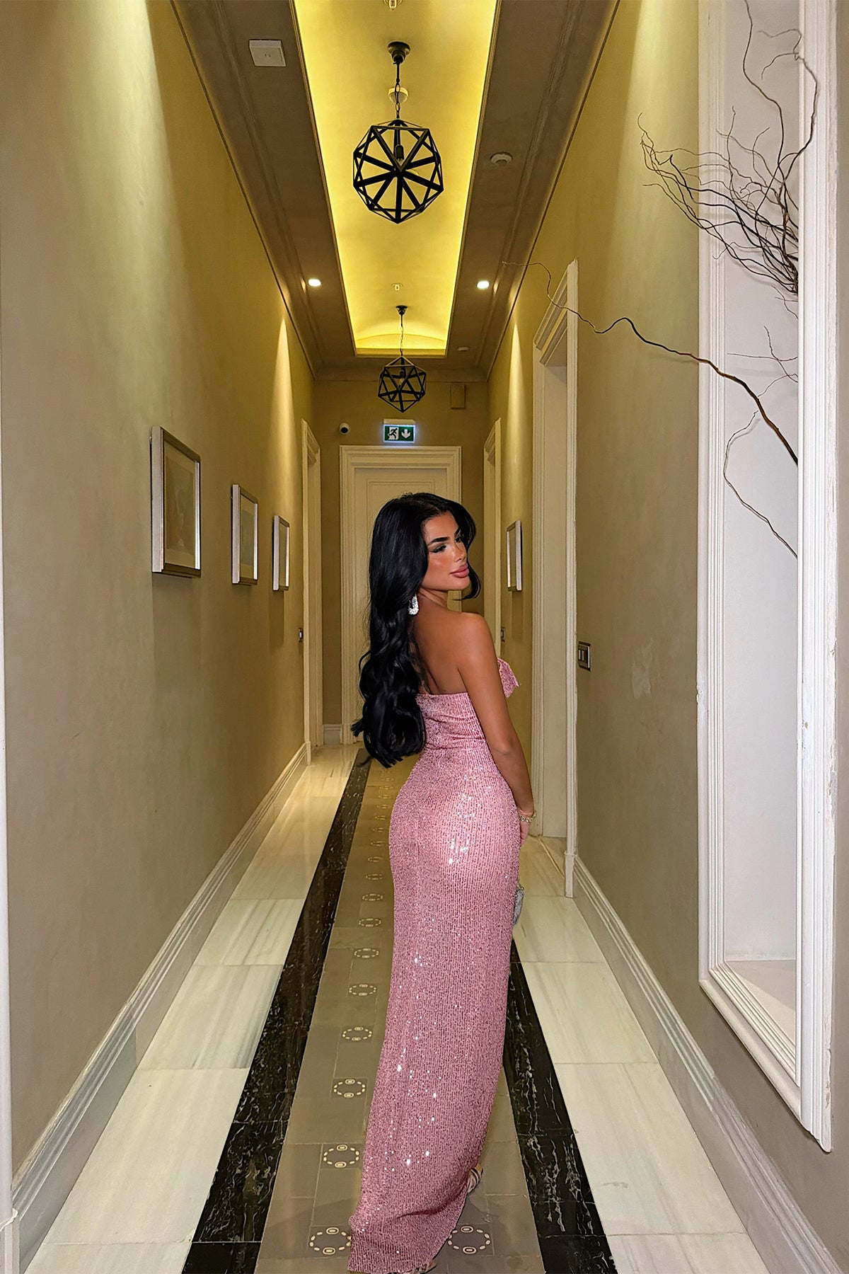 Pembe Pul Detay Elbise 16