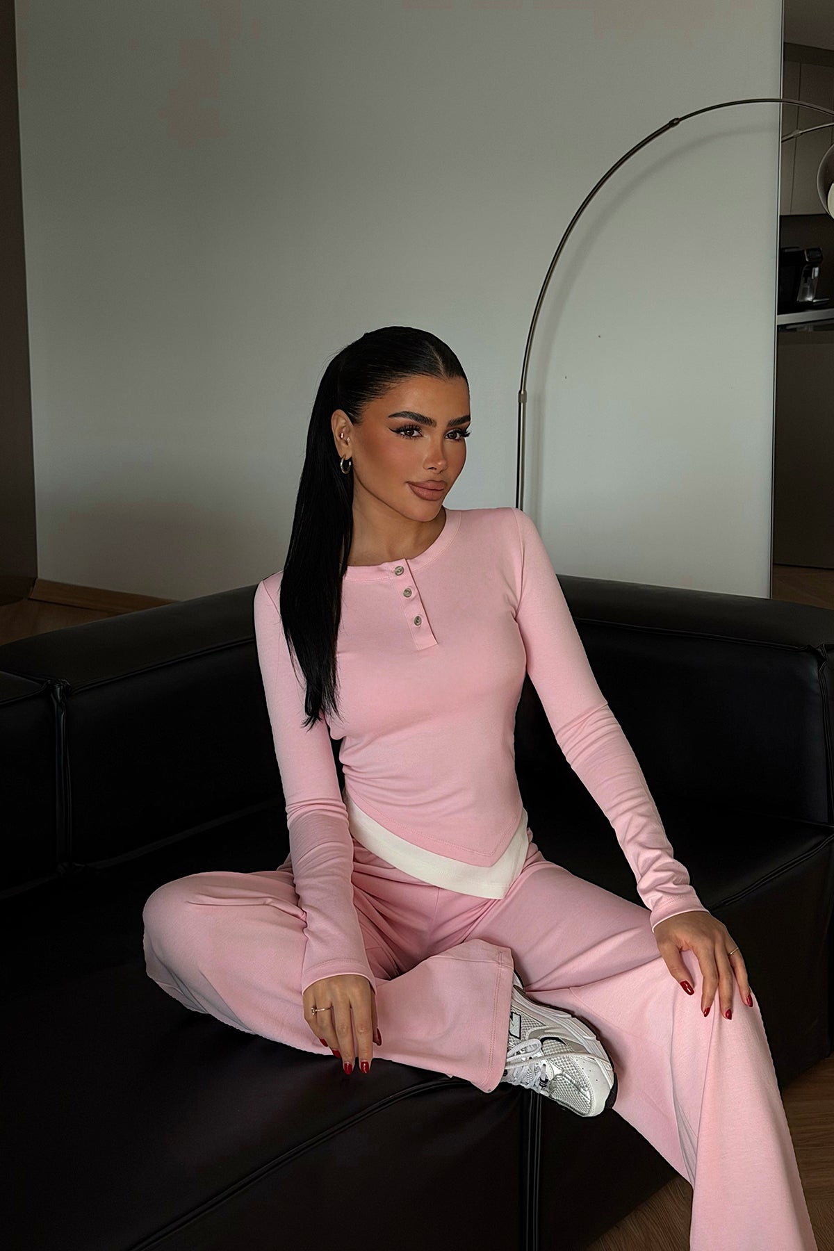 Powder Pink Buttoned Set