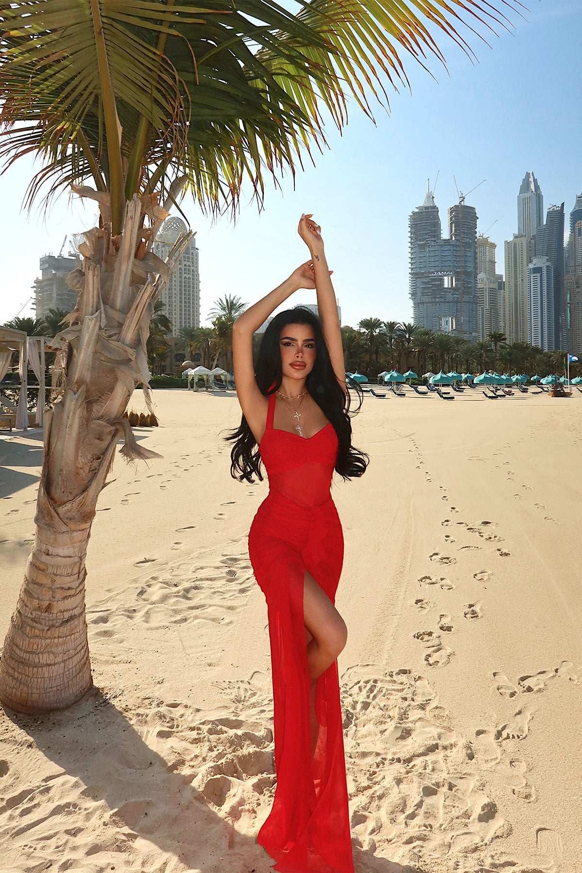 Red Transparent Strappy Dress