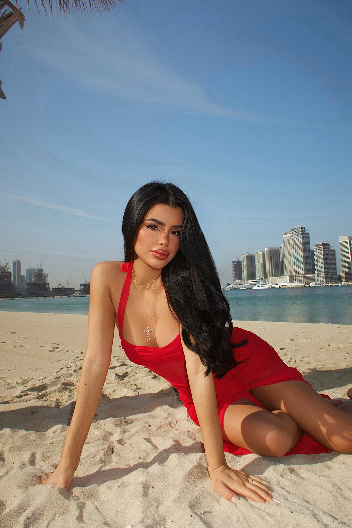 Red Transparent Strappy Dress