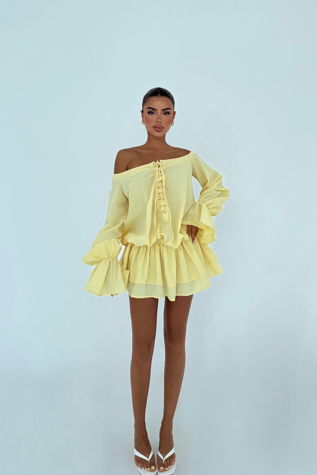 Renk: SARI | Sarı Darcie Mini Elbise 5