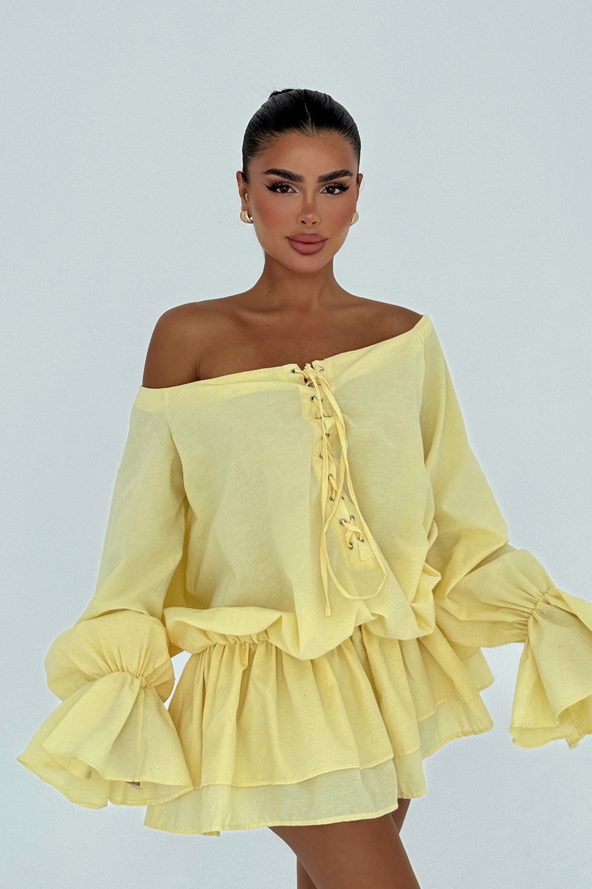 Renk: SARI | Sarı Darcie Mini Elbise 6