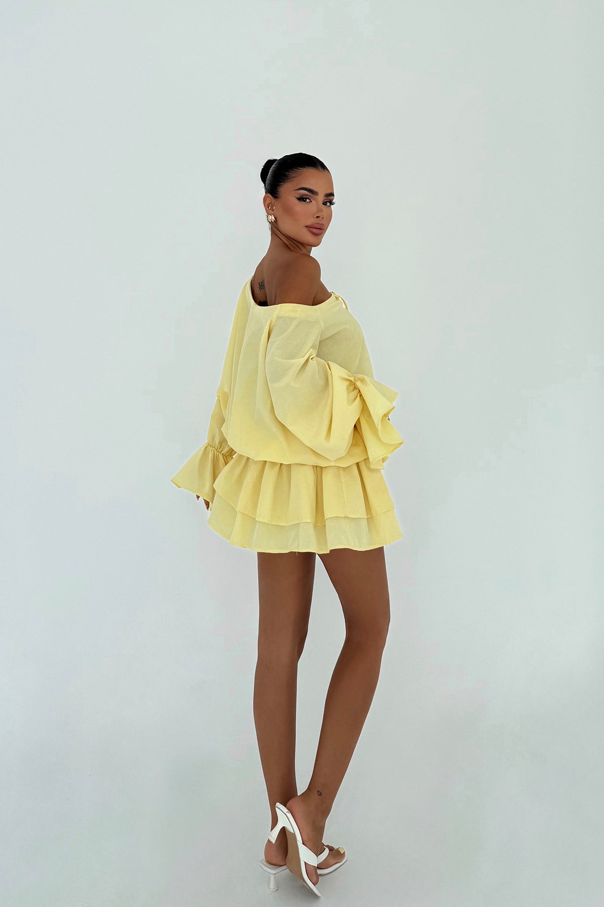 Renk: SARI | Sarı Darcie Mini Elbise 7